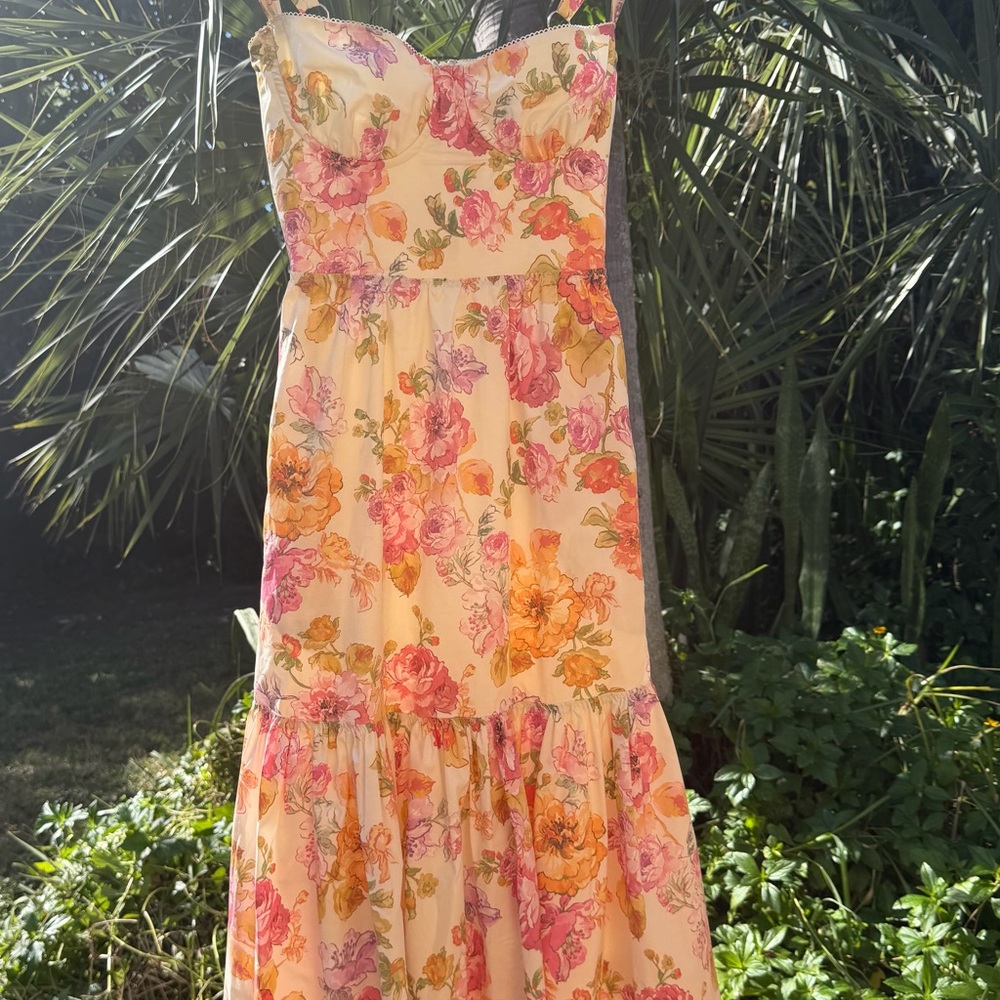 House of CB Floral Dress in Pink and Cream